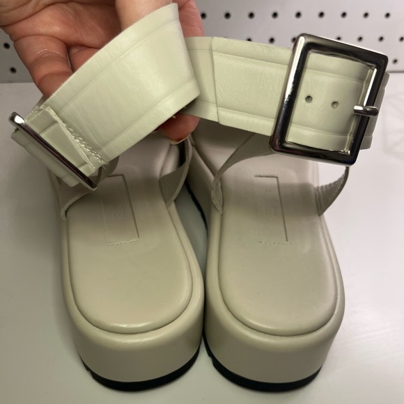 Zara Off White/Cream Leather Flat Strappy Platform Sandals Boho Beach Summer - Picture 5 of 16